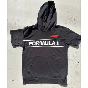 Kid's Formula 1 T-Shirt Black Spell-Out XL Racing Hooded Stock Car Super Speed